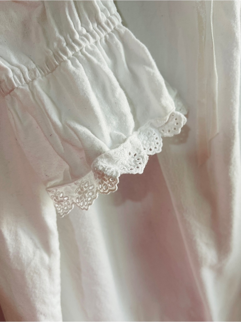 Vintage Victoria's Secret 100% Cotton White Eyelet Lace Cottagecore Nightgown L - Picture 5 of 7